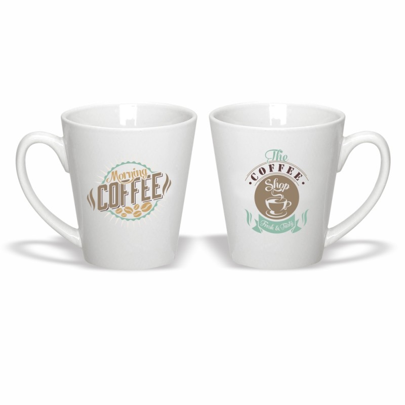 DM47 Coffee mug, 10 oz. Latte Mug (White), Ceramic Mug