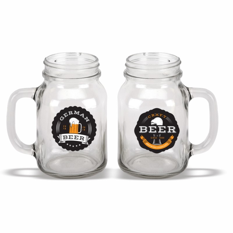 DMJ03 16 oz. Glass Mason Jar with Handle, Personalised Mason Jar