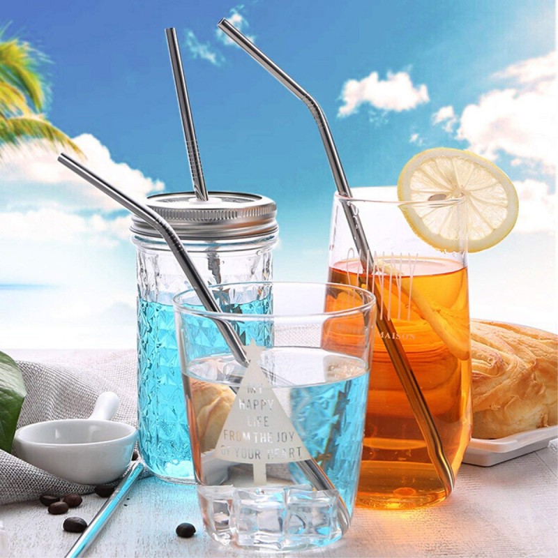 4 Pack Stainless Steel Straw Set with Brush, Metal Straw Kit