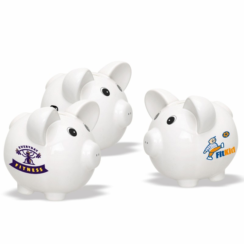 Dpb02 White Ceramic Piggy Bank Big Round