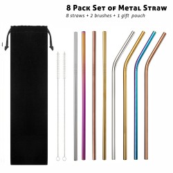 MS06 8 Pack Metal Straws...