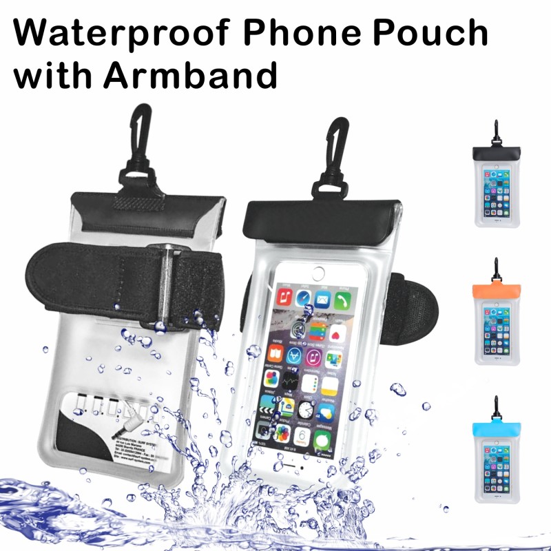 SWC11 Dual Insurance Armband Waterproof Phone Pouch, Large Imprint Area