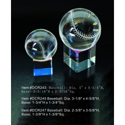 Baseball Crystal Trophy with Rainbow Base Small 