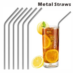 SMS11 Bent Metal Straws,...